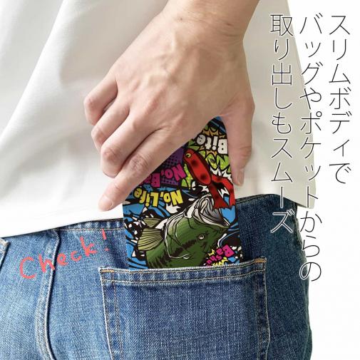 【手帳型ベルトなし】【Stick Case】【FISH MAN】エキサイティングバイト! カラフル