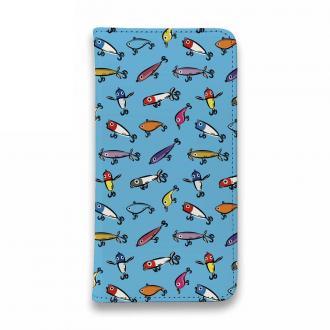 【手帳型ベルトなし】【Stick Case】【釣りざんまい】ルアーコレクション_カラフルスカイブルー