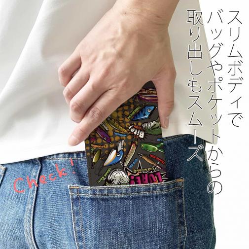 【手帳型ベルトなし】【Stick Case】【FISH MAN】LURE! lure! LURE! ブラックVer.