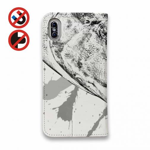 【手帳型ベルトなし】【Stick Case】平政(ヒラマサ)墨絵風　白