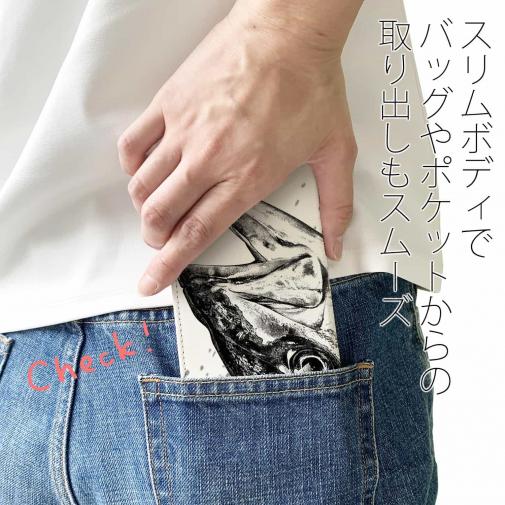 【手帳型ベルトなし】【Stick Case】平政(ヒラマサ)墨絵風　白