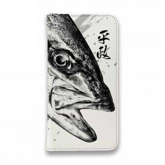 【手帳型ベルトなし】【Stick Case】平政(ヒラマサ)墨絵風　白
