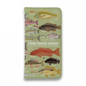 【手帳型ベルトなし】【Stick Case】【FISH MAN】FISHING PARADAISE OKINAWA! グリーン