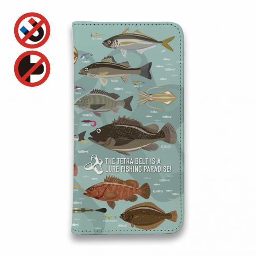 【手帳型ベルトなし】【Stick Case】【FISH MAN】テトラ帯は釣り天国！ ブルー