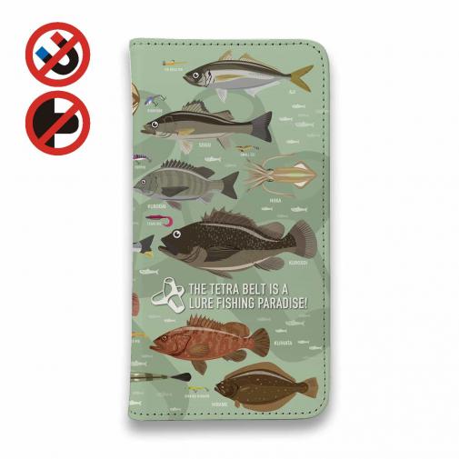 【手帳型ベルトなし】【Stick Case】【FISH MAN】テトラ帯は釣り天国！ グリーン