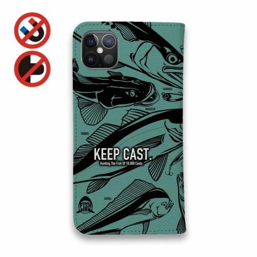 【手帳型ベルトなし】【Stick Case】【FISH MAN】SURF FISHING TARGET!　グリーン