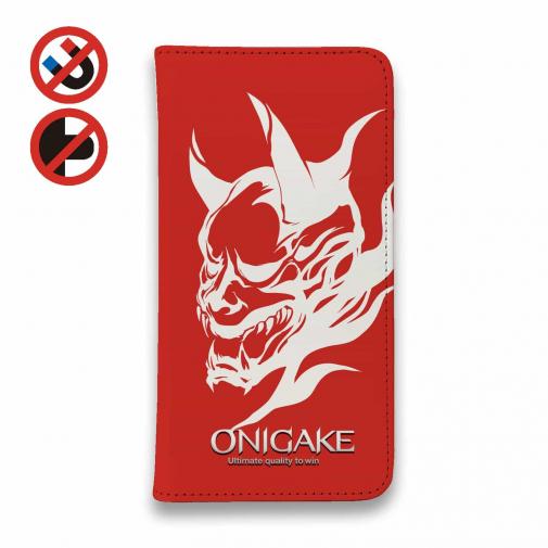【手帳型ベルトなし】【Stick Case】鬼掛　般若バージョン・レッド