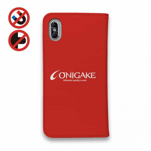 【手帳型ベルトなし】【Stick Case】鬼掛　鬼火般若バージョン・レッド