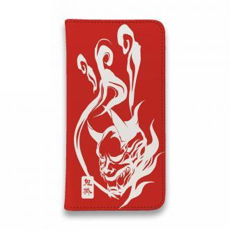 【手帳型ベルトなし】【Stick Case】鬼掛　鬼火般若バージョン・レッド