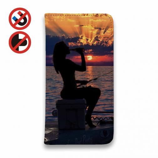 【手帳型ベルトなし】【Stick Case】夕マズメの釣りガール