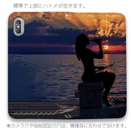 【手帳型ベルトなし】【Stick Case】夕マズメの釣りガール