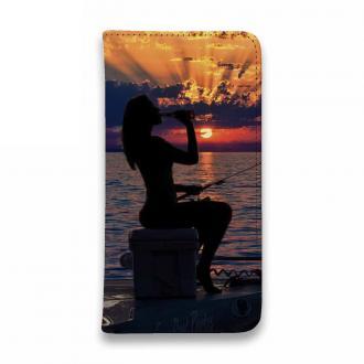 【手帳型ベルトなし】【Stick Case】夕マズメの釣りガール