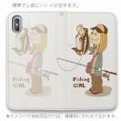 【手帳型ベルトなし】【Stick Case】釣りガール　イラスト　ブラックバス