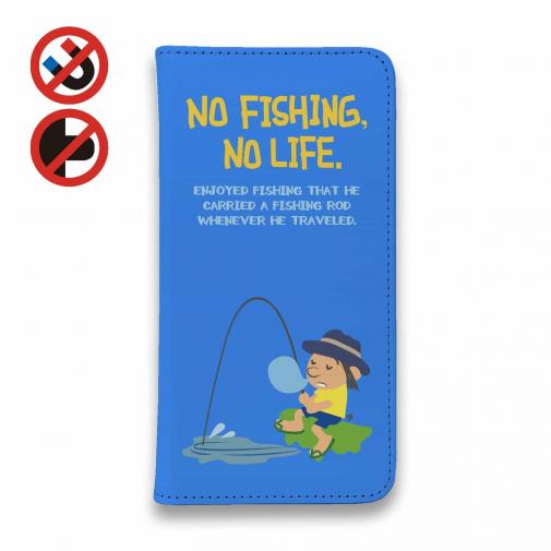 【手帳型ベルトなし】【Stick Case】【釣りざんまい】ウトウトアングラー_ブルー