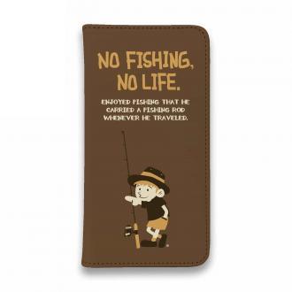 【手帳型ベルトなし】【Stick Case】【釣りざんまい】釣りに行きたい少年_ブラウン