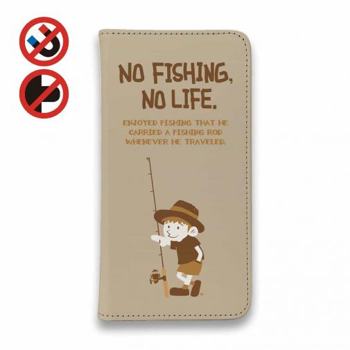 【手帳型ベルトなし】【Stick Case】【釣りざんまい】釣りに行きたい少年_亜麻色