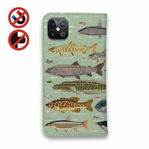 【手帳型ベルトなし】【Stick Case】【FISH MAN】フィッシングパラダイス「フレッシュウォーター編」グリーン