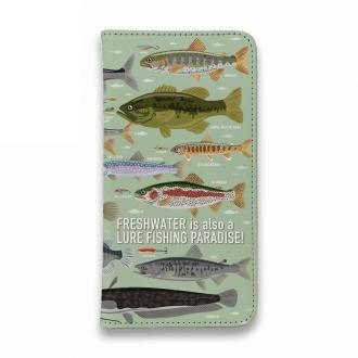 【手帳型ベルトなし】【Stick Case】【FISH MAN】フィッシングパラダイス「フレッシュウォーター編」グリーン