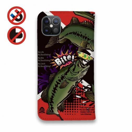 【手帳型ベルトなし】【Stick Case】【FISH MAN】エキサイティングバスフィッシング マゼンタ