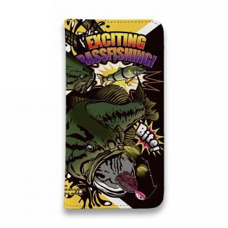 【手帳型ベルトなし】【Stick Case】【FISH MAN】エキサイティングバスフィッシング イエロー