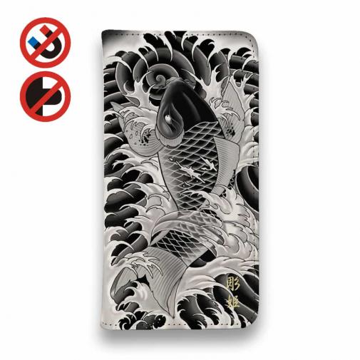 【彫姫】【手帳型ベルトなし】【Stick Case】昇り鯉　和彫りデザイン