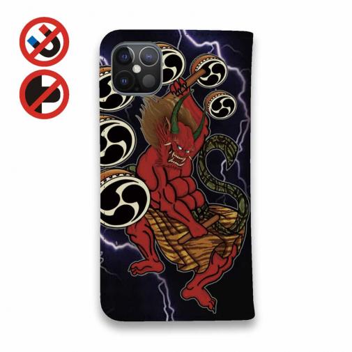 【彫姫】【手帳型ベルトなし】【Stick Case】風神雷神　和彫りデザイン