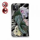 【彫姫】【手帳型ベルトなし】【Stick Case】唐獅子牡丹　和彫りデザイン