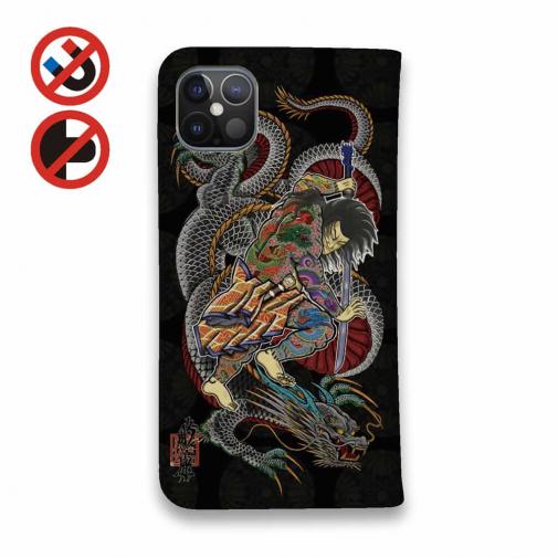 【彫姫】【手帳型ベルトなし】【Stick Case】九紋龍史進と龍　和彫りデザイン