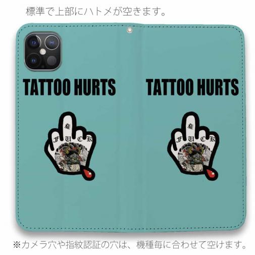【彫姫】【手帳型ベルトなし】【Stick Case】TATTOO HURTS ファックユー