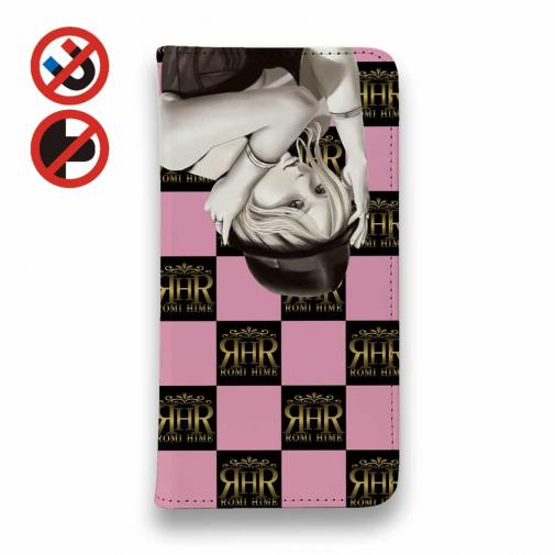 【ROMI HIME】【手帳型ベルトなし】【Stick Case】フ?ロック・チェック(市松模様)　ピンク