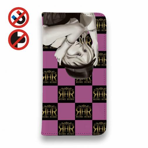 【ROMI HIME】【手帳型ベルトなし】【Stick Case】フ?ロック・チェック(市松模様)　ビビットピンク