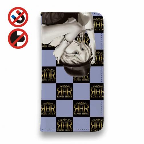 【ROMI HIME】【手帳型ベルトなし】【Stick Case】フ?ロック・チェック(市松模様)　スカイブルー