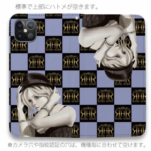 【ROMI HIME】【手帳型ベルトなし】【Stick Case】フ?ロック・チェック(市松模様)　スカイブルー