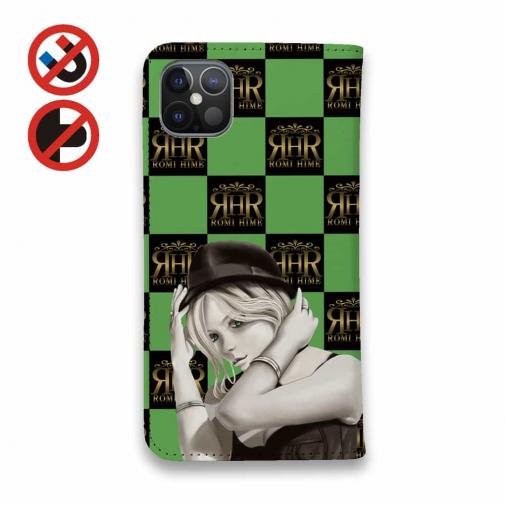 【ROMI HIME】【手帳型ベルトなし】【Stick Case】フ?ロック・チェック(市松模様)　グリーン