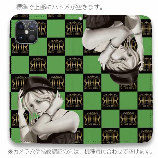 【ROMI HIME】【手帳型ベルトなし】【Stick Case】フ?ロック・チェック(市松模様)　グリーン