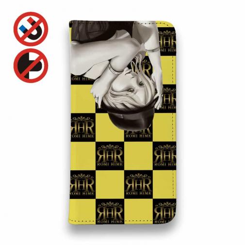 【ROMI HIME】【手帳型ベルトなし】【Stick Case】フ?ロック・チェック(市松模様)　イエロー