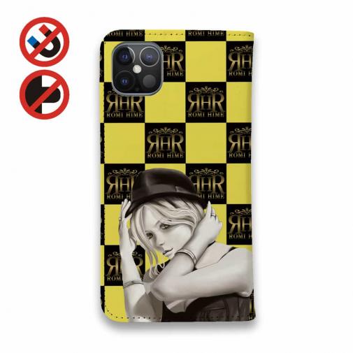 【ROMI HIME】【手帳型ベルトなし】【Stick Case】フ?ロック・チェック(市松模様)　イエロー