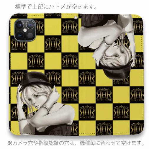 【ROMI HIME】【手帳型ベルトなし】【Stick Case】フ?ロック・チェック(市松模様)　イエロー