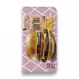 【ROMI HIME】【手帳型ベルトなし】【Stick Case】ハンバーガー　ピンク