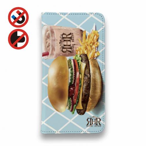 【ROMI HIME】【手帳型ベルトなし】【Stick Case】ハンバーガー　ブルー