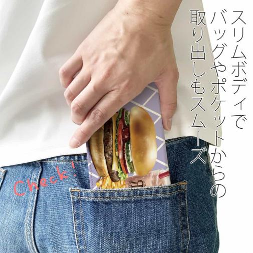 【ROMI HIME】【手帳型ベルトなし】【Stick Case】ハンバーガー　パープル