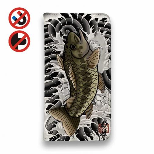 【彫姫】【手帳型ベルトなし】【Stick Case】昇り黒鱒（ブラックバス）