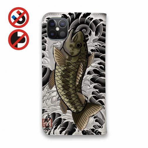 【彫姫】【手帳型ベルトなし】【Stick Case】昇り黒鱒（ブラックバス）