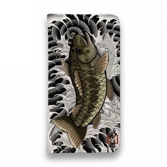 【彫姫】【手帳型ベルトなし】【Stick Case】昇り黒鱒（ブラックバス）