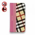 【Genuine】【手帳型ベルトなし】【Stick Case】チェック柄　ベージュ＆ピンク