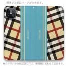 【Genuine】【手帳型ベルトなし】【Stick Case】チェック柄　ベージュ＆ブルー