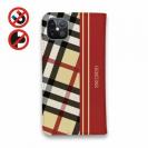 【Genuine】【手帳型ベルトなし】【Stick Case】チェック柄　ベージュ＆レッド