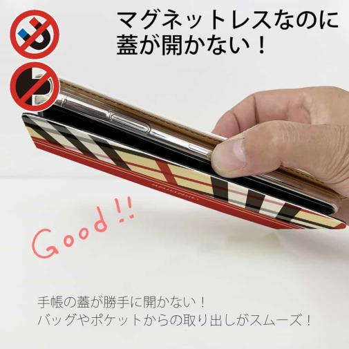 【Genuine】【手帳型ベルトなし】【Stick Case】チェック柄　ベージュ＆レッド