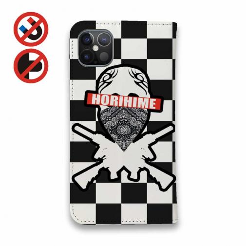 【彫姫】【手帳型ベルトなし】【Stick Case】市松模様