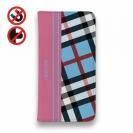 【Genuine】【手帳型ベルトなし】【Stick Case】チェック柄　ブルー＆ピンク